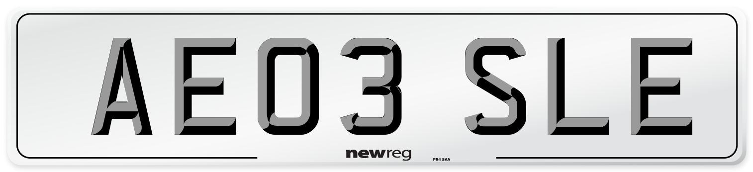 AE03 SLE Number Plate from New Reg